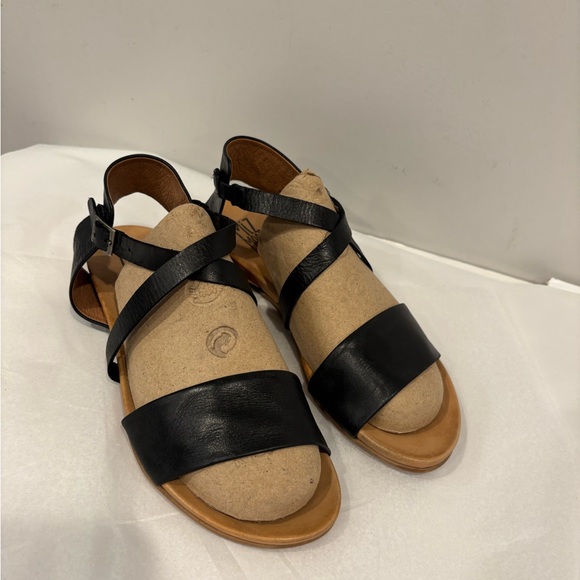 Miz Mooz Shoes - Miz Mooz Black Leather Crisscross Strap Sandals Made in Portugal